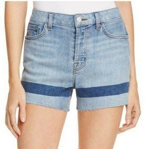 J Brand SOHO Stripe Gracie High Rise Denim Shorts
